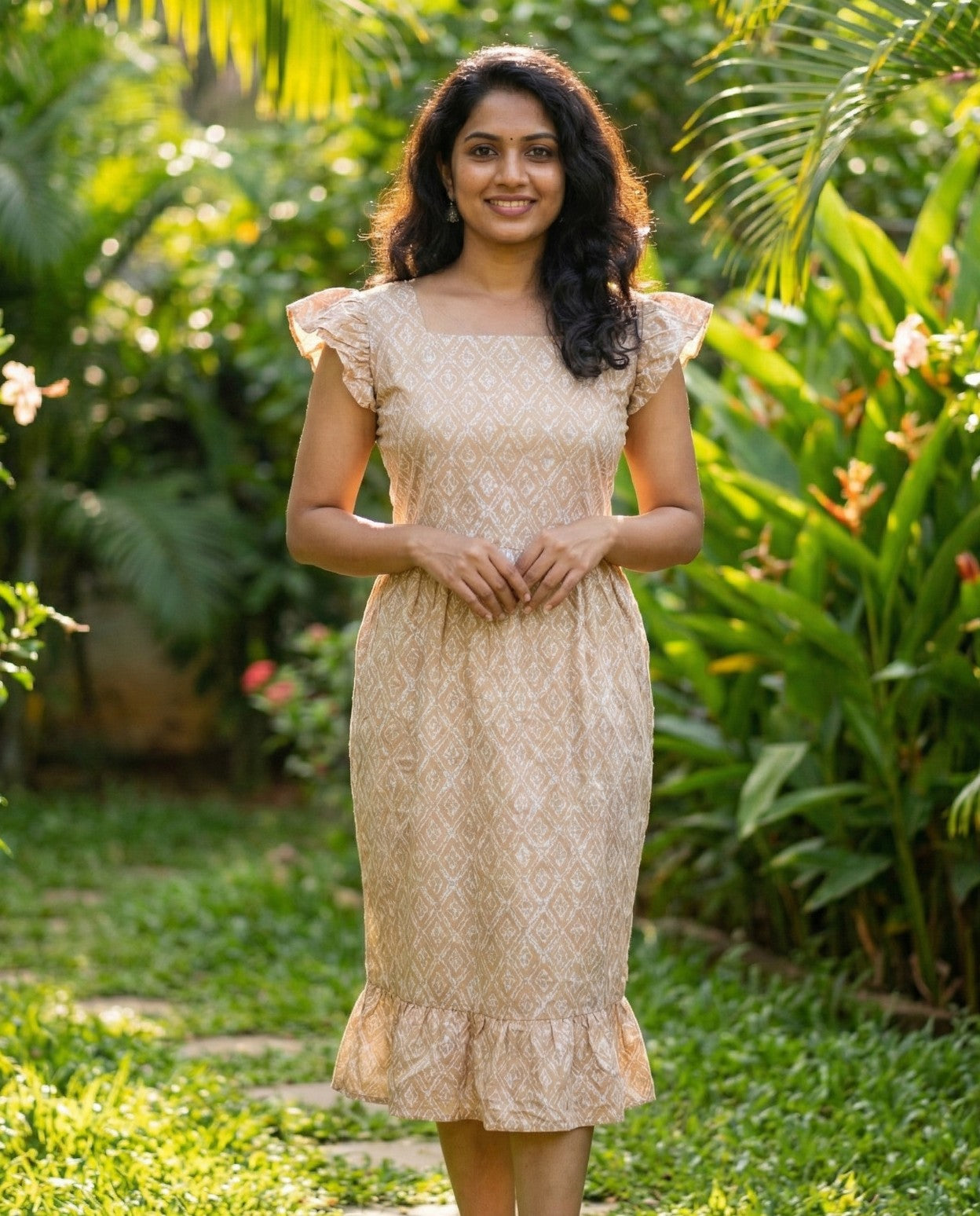 Butterfly Sleeved Flared Frocks