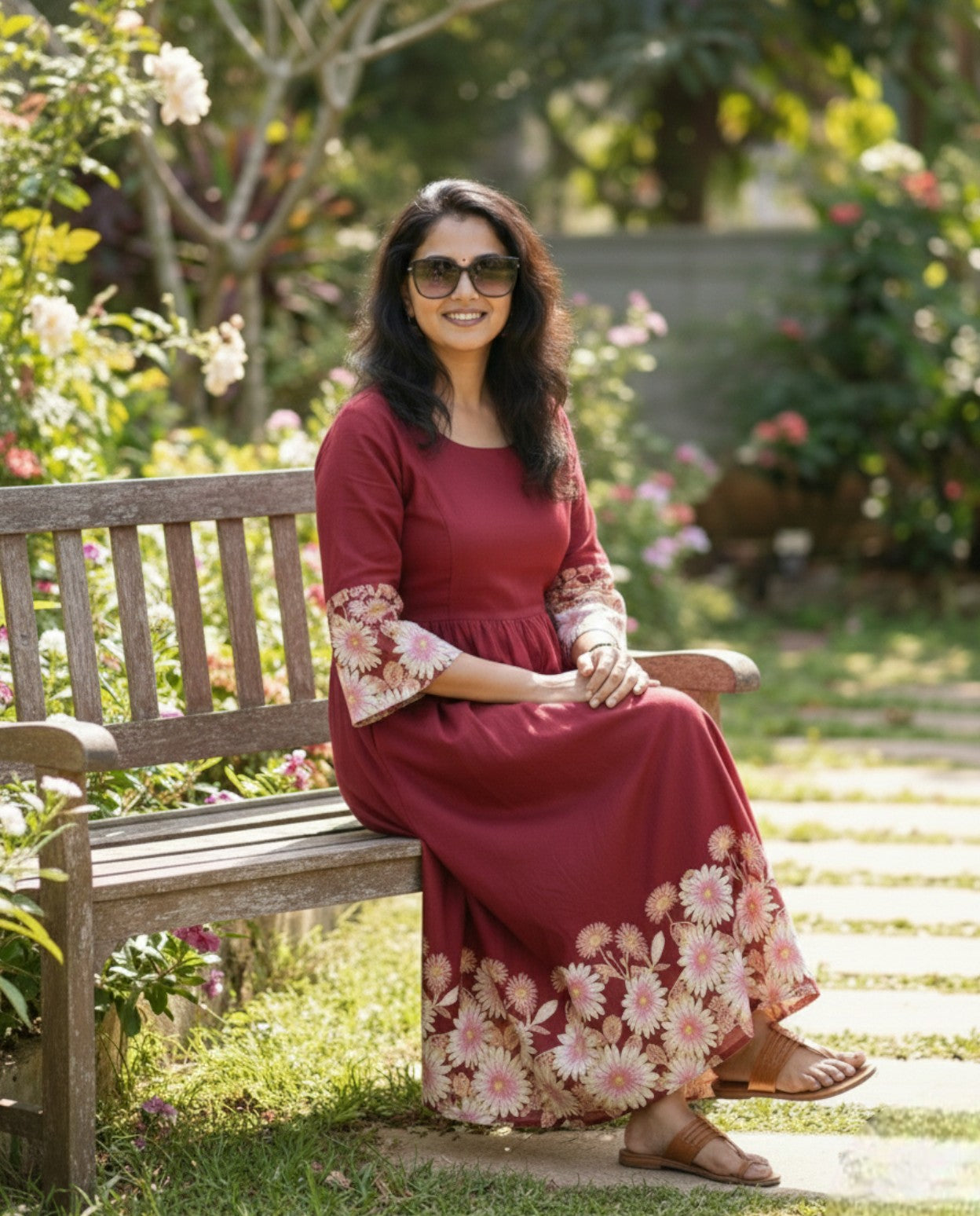 New Floral Bell Sleeved Flared Frocks