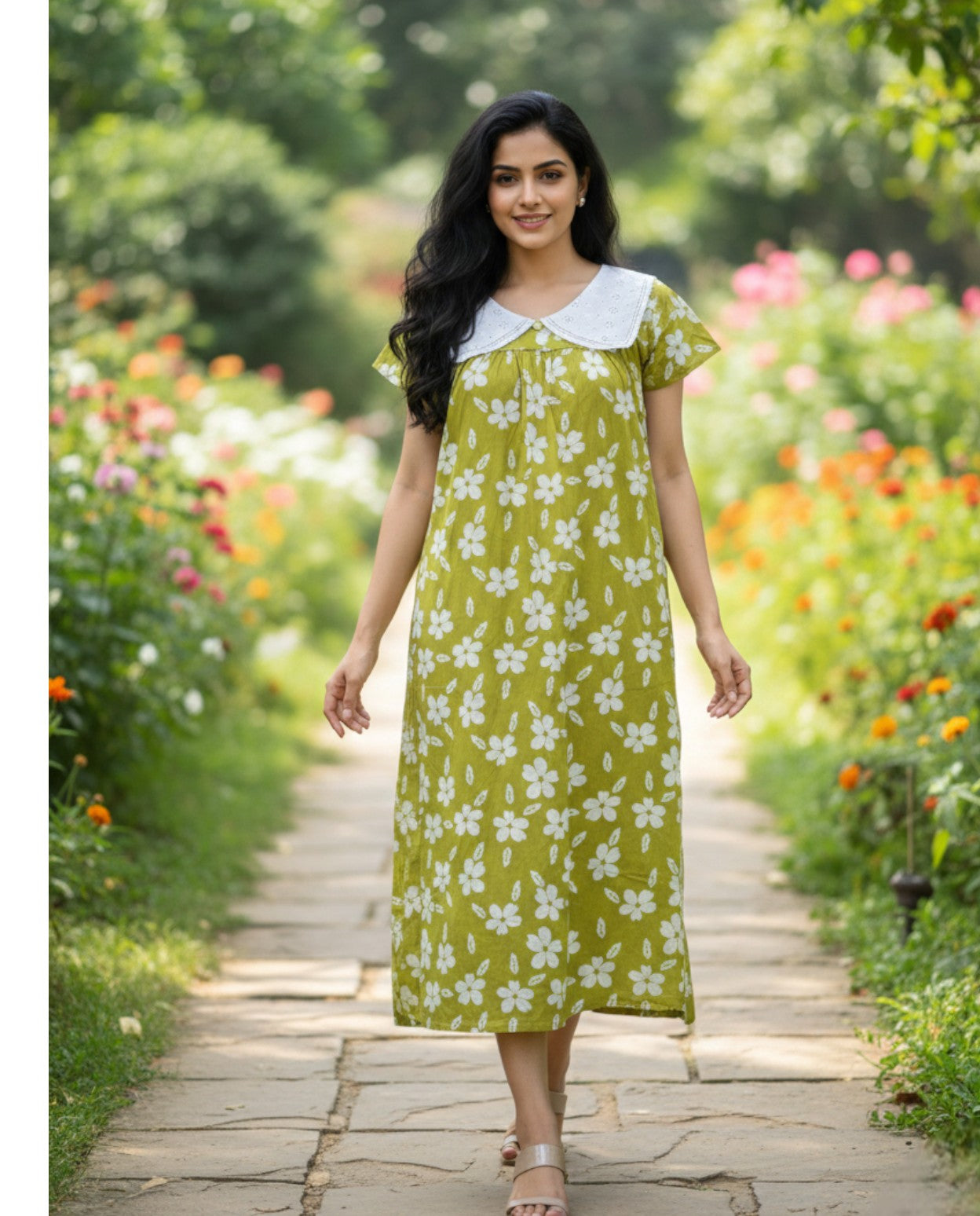 Stylish Bow Collar Frock