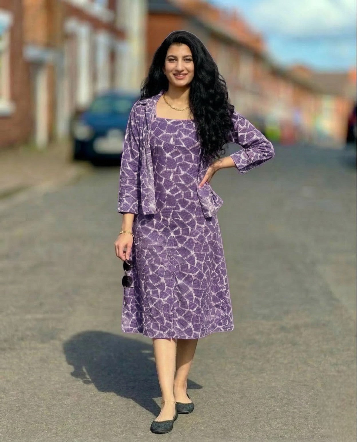Stylish Spagatti Strapped Stretchable Frock with Over Coat