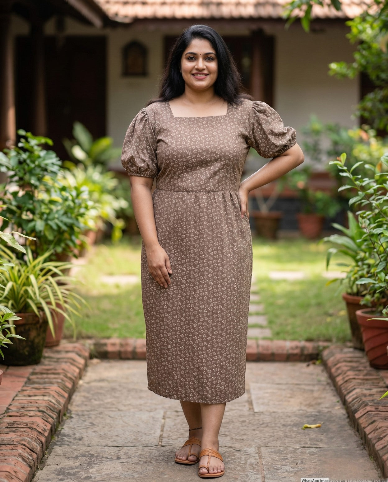 Puff Sleeved Flared Frocks- Plus Size