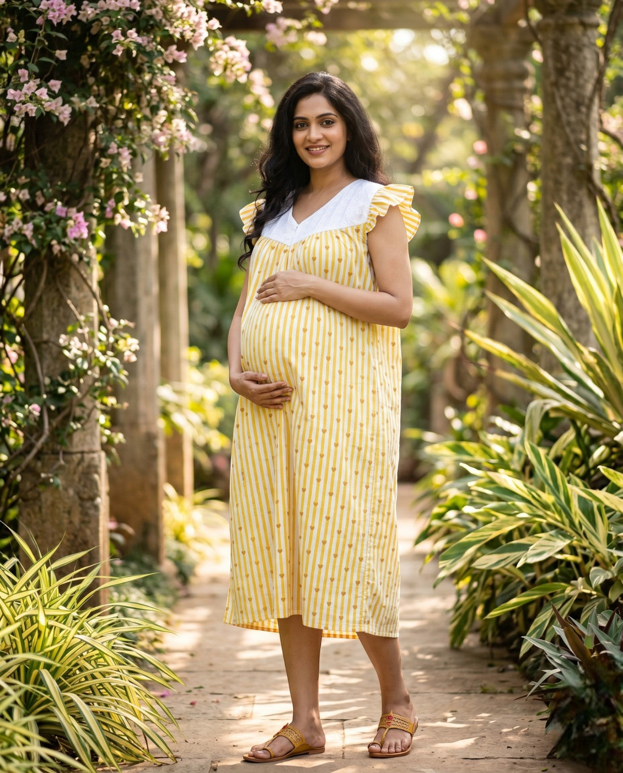 Butterfly Sleeved Frocks with Tie- Maternity cum Feeding
