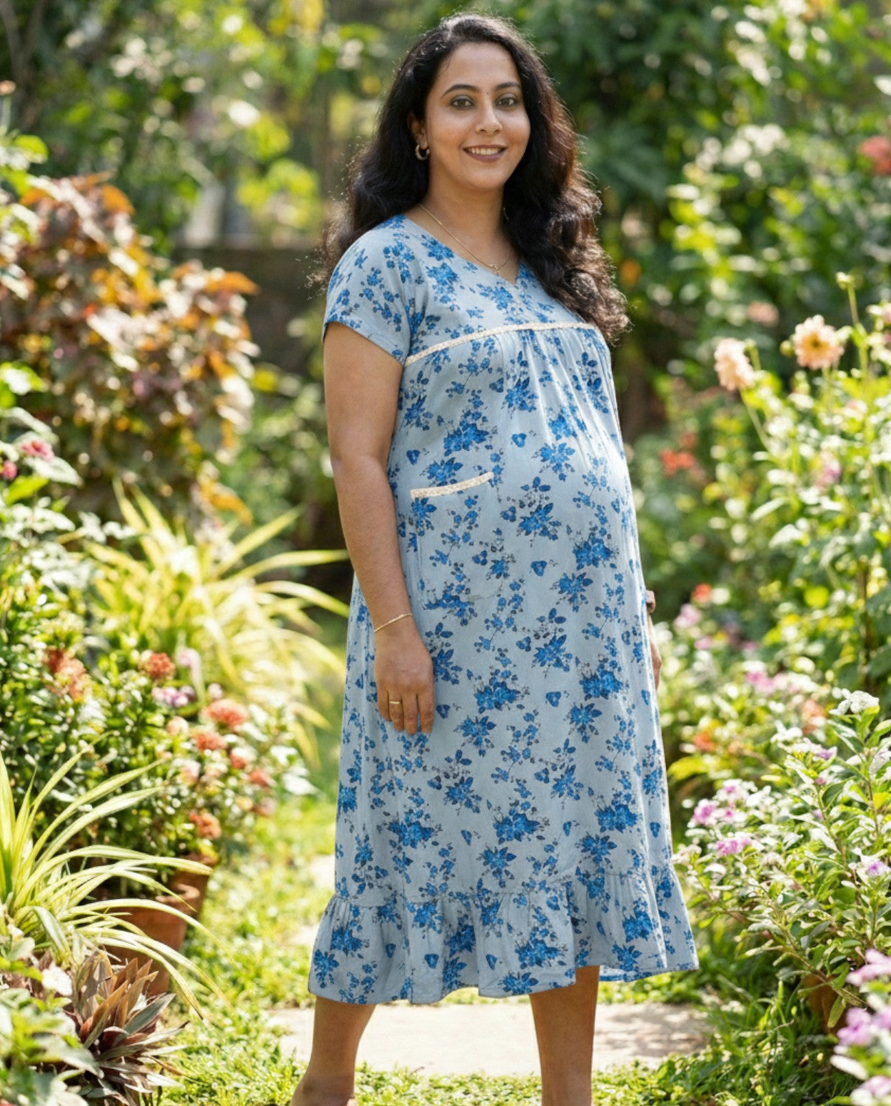 Comfy Floral Frocks with Tie- Maternity cum Feeding