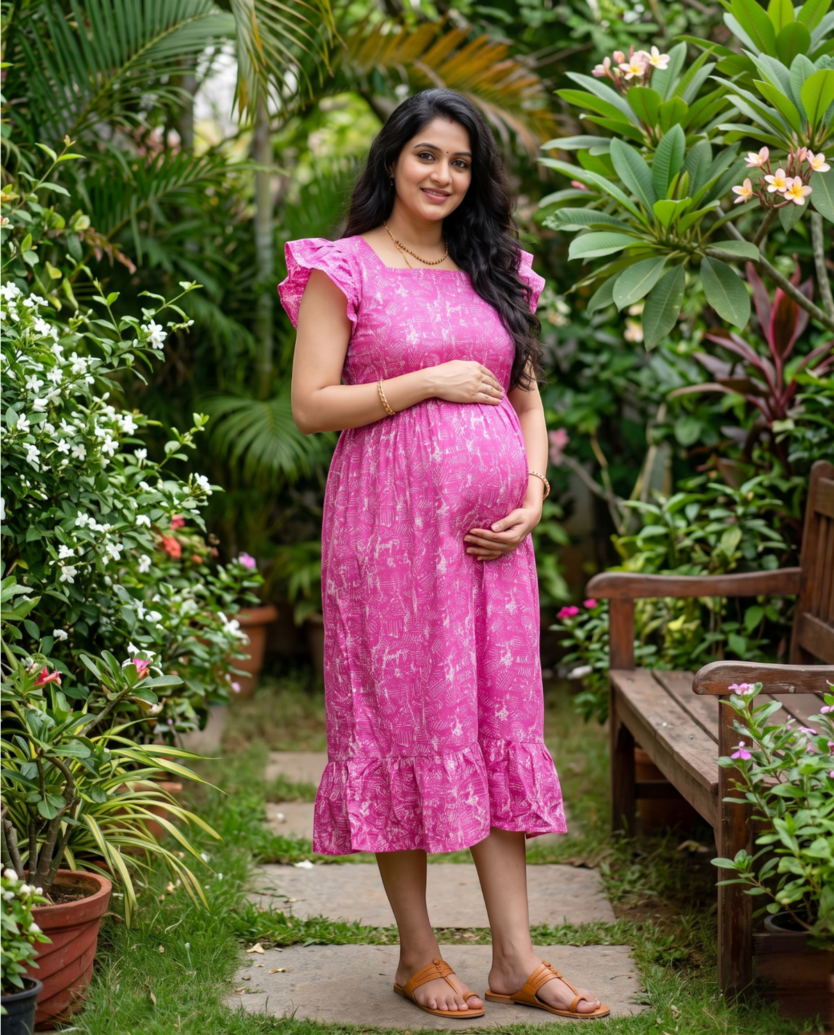 Butterfly Sleeved Flared Frocks-Maternity Cum Feeding