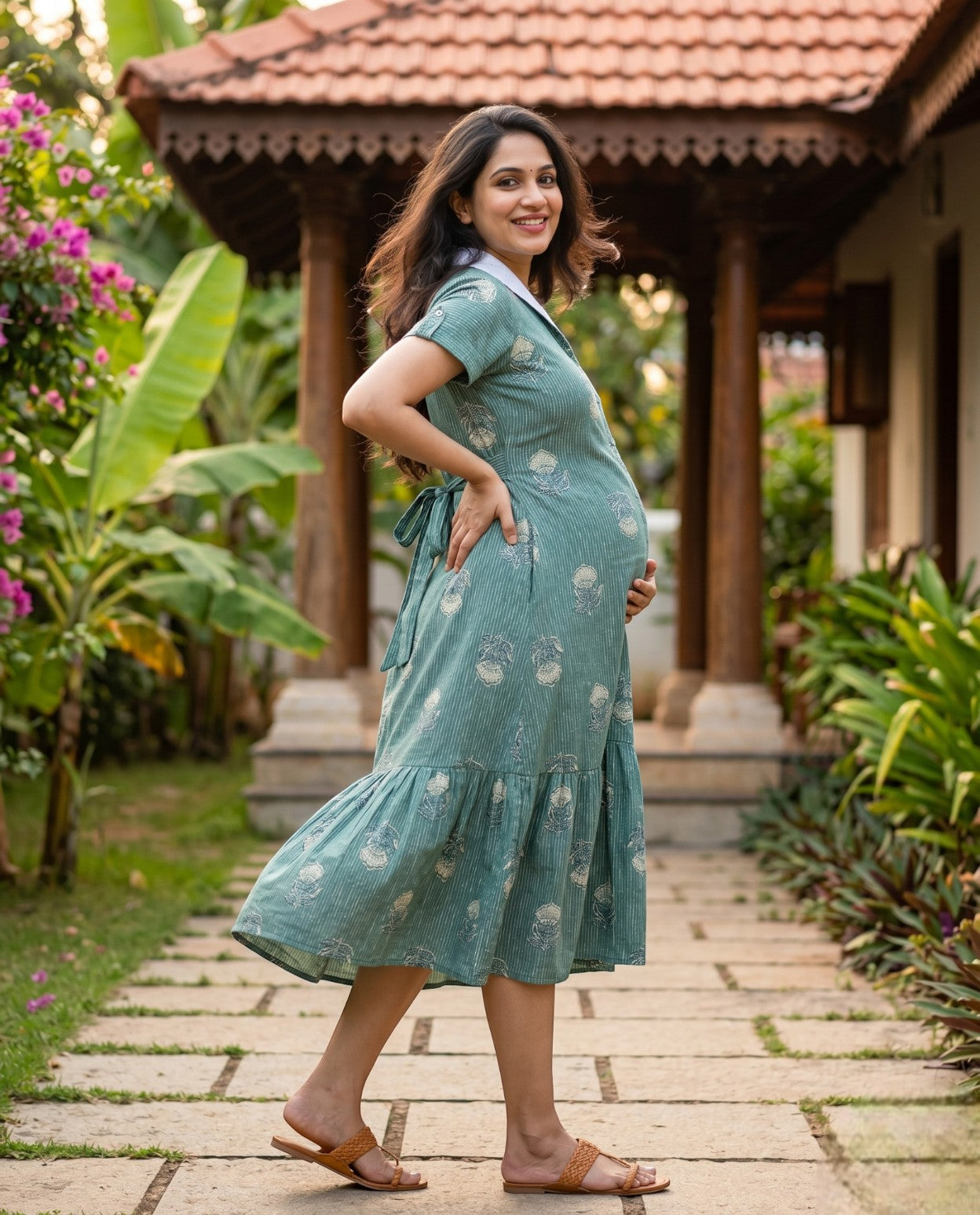Vibrant Shawl Neck Frocks-Maternity Cum Feeding