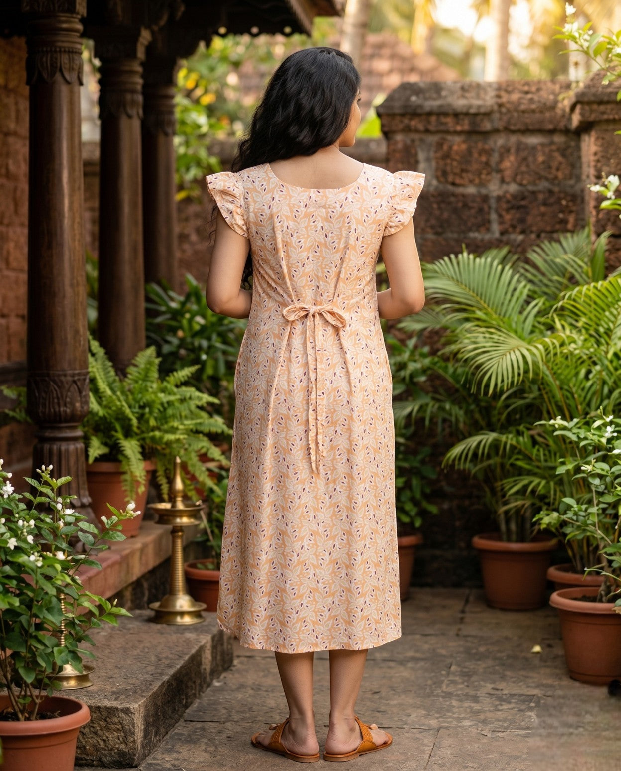 Butterfly Sleeved Frocks with Tie- Maternity cum Feeding