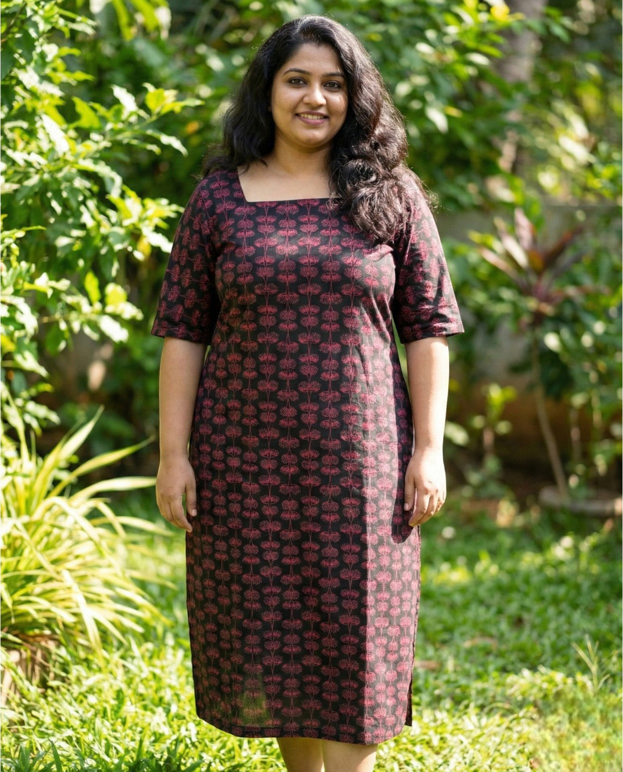 Normal sleeved A line top with long sleeves- Plus size