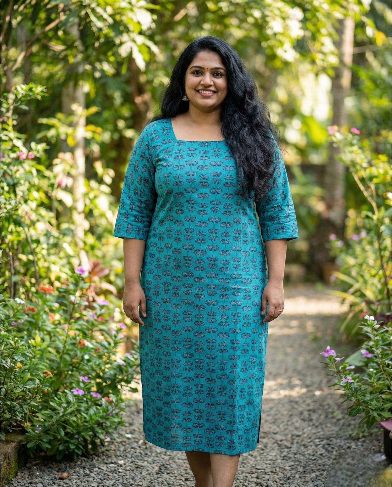 Normal sleeved A line top with long sleeves- Plus size