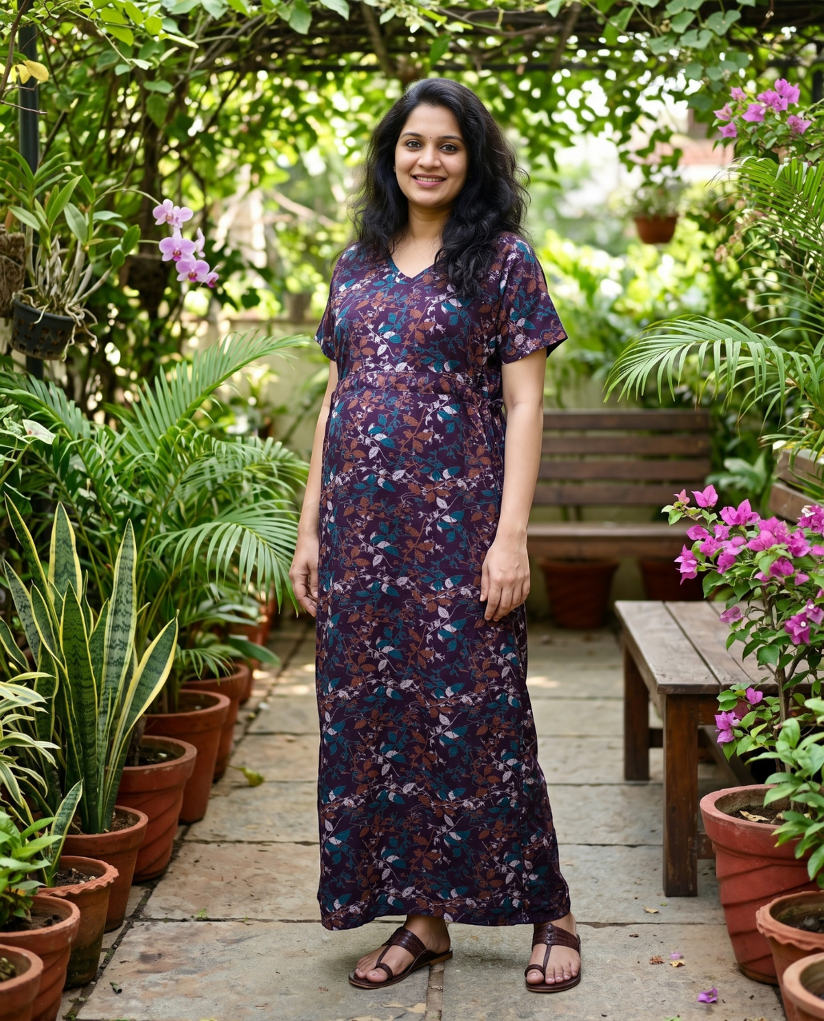 Paraiso Premium V-Neck Full length Maxi Wear-Maternity cum Feeding