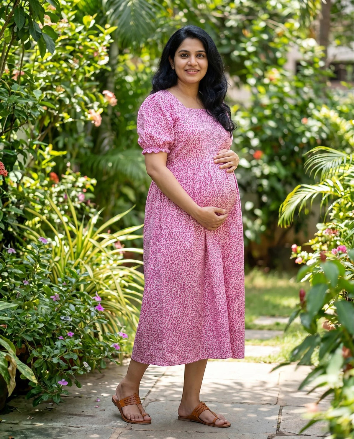 Puff Sleeved Flared Frocks- Maternity Cum Feeding