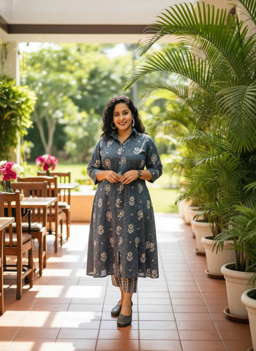 Symmetric 3 piece cut Cotton Co-ord sets