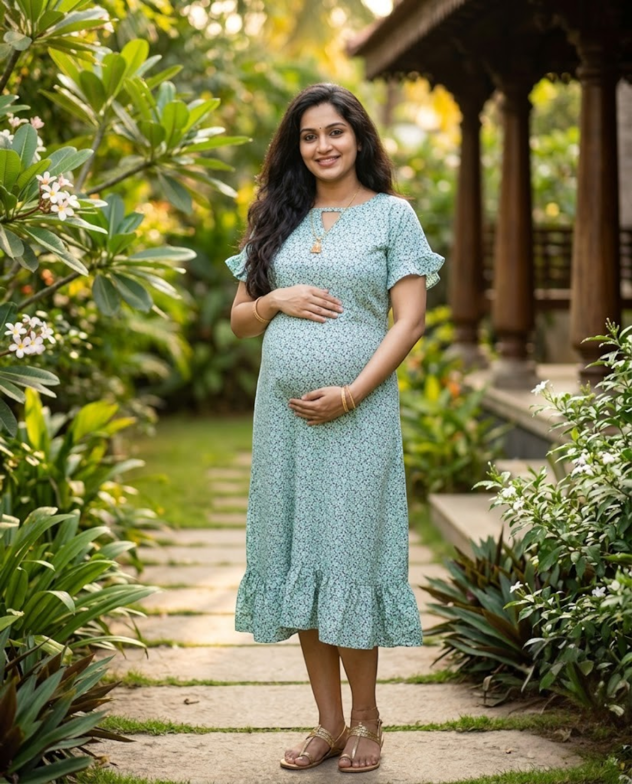Frilled Sleeve Frocks-Maternity Cum Feeding
