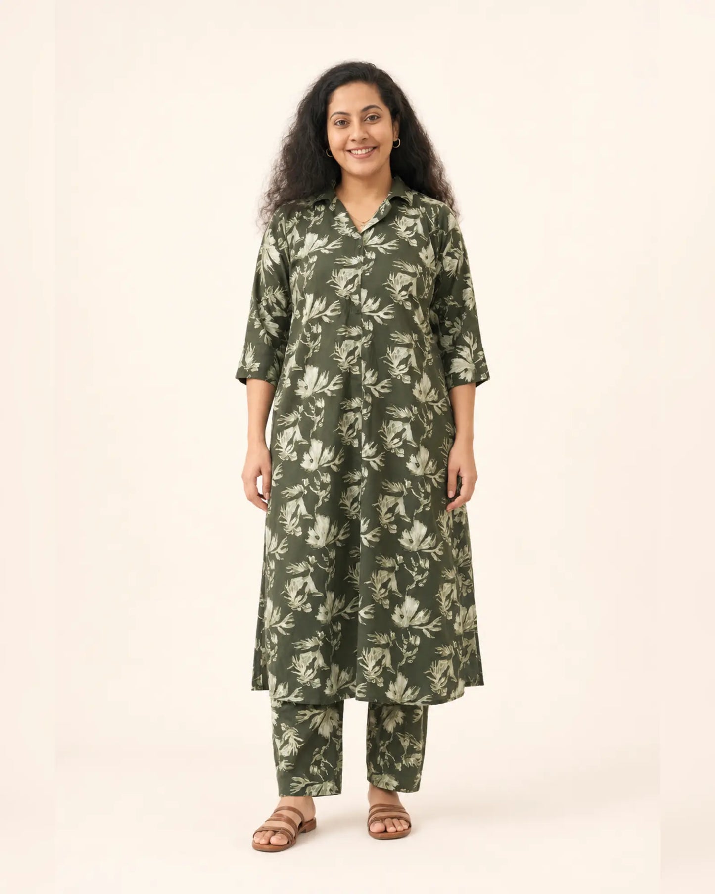 New Symmetric styled Cotton Co-ord sets with Collar Neck and Straight Pant