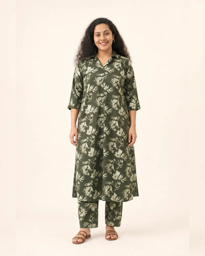 New Symmetric styled Cotton Co-ord sets with Collar Neck and Straight Pant