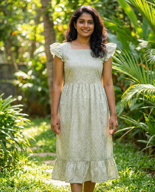 Butterfly Sleeved Flared Frocks