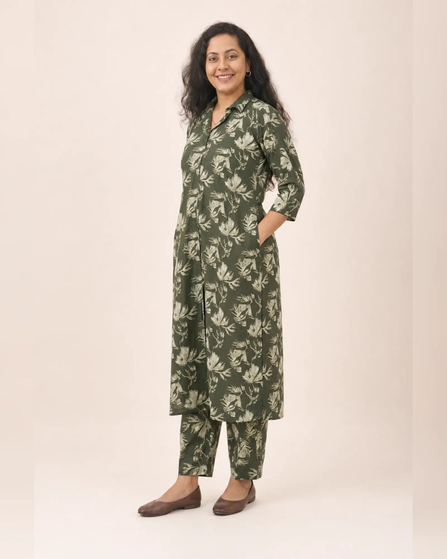 New Symmetric styled Cotton Co-ord sets with Collar Neck and Straight Pant