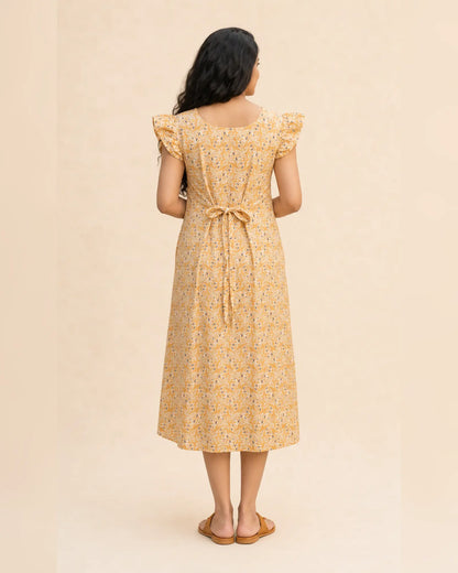 Butterfly Sleeved Frocks with Tie- Maternity cum Feeding