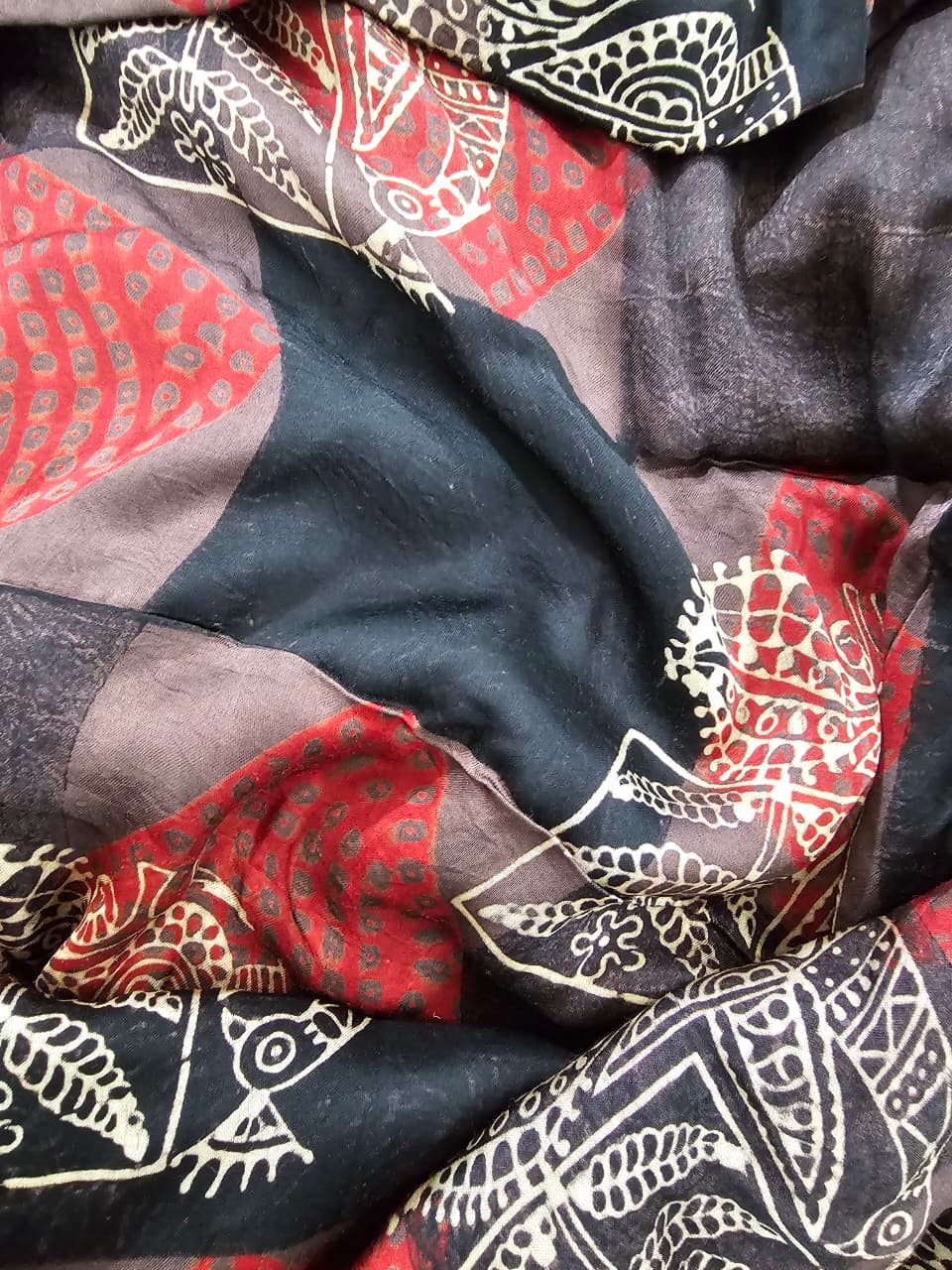 Trending Kaftan Shirt Dress in Pure Modal Silk with Block Prints