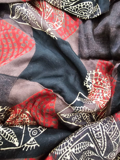 Trending Kaftan Shirt Dress in Pure Modal Silk with Block Prints