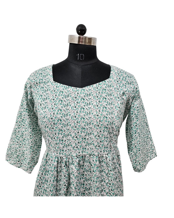 Long sleeved Flared Maternity cum Feeding Frock