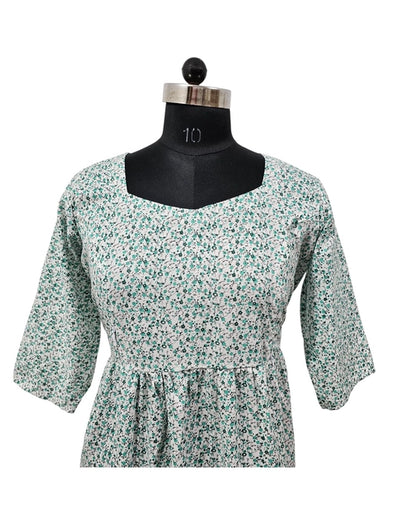 Long sleeved Flared Maternity cum Feeding Frock