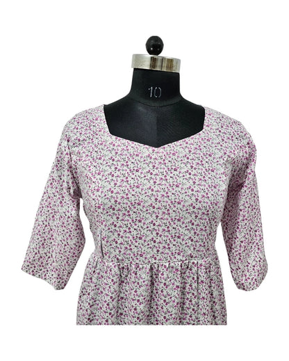 Long sleeved Flared Maternity cum Feeding Frock