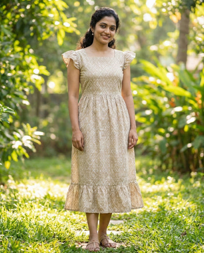 Butterfly Sleeved Flared Frocks