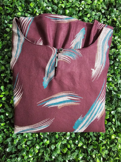 Feather Printed Sleeveless A-Line Frocks with Tie