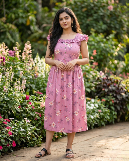 Butterfly Sleeved Floral Frock