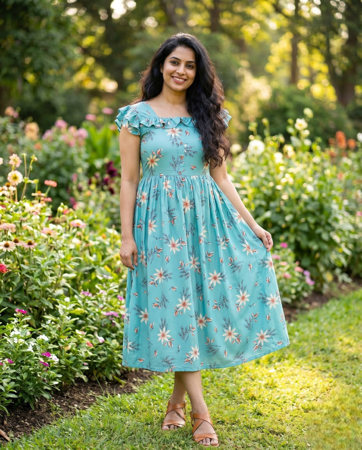 Butterfly Sleeved Floral Frock