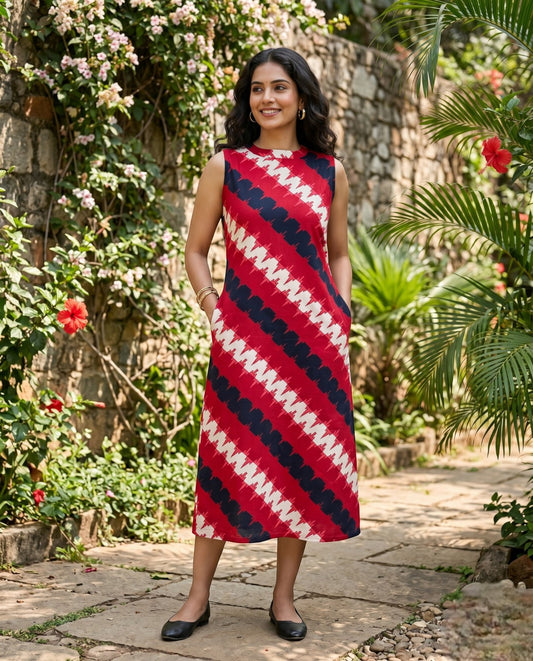 Trendy Sleeveless cotton Frocks with Tie