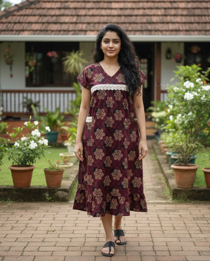 Stunning Cotton frock with lace on yoke