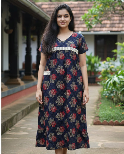 Stunning Cotton frock with lace on yoke