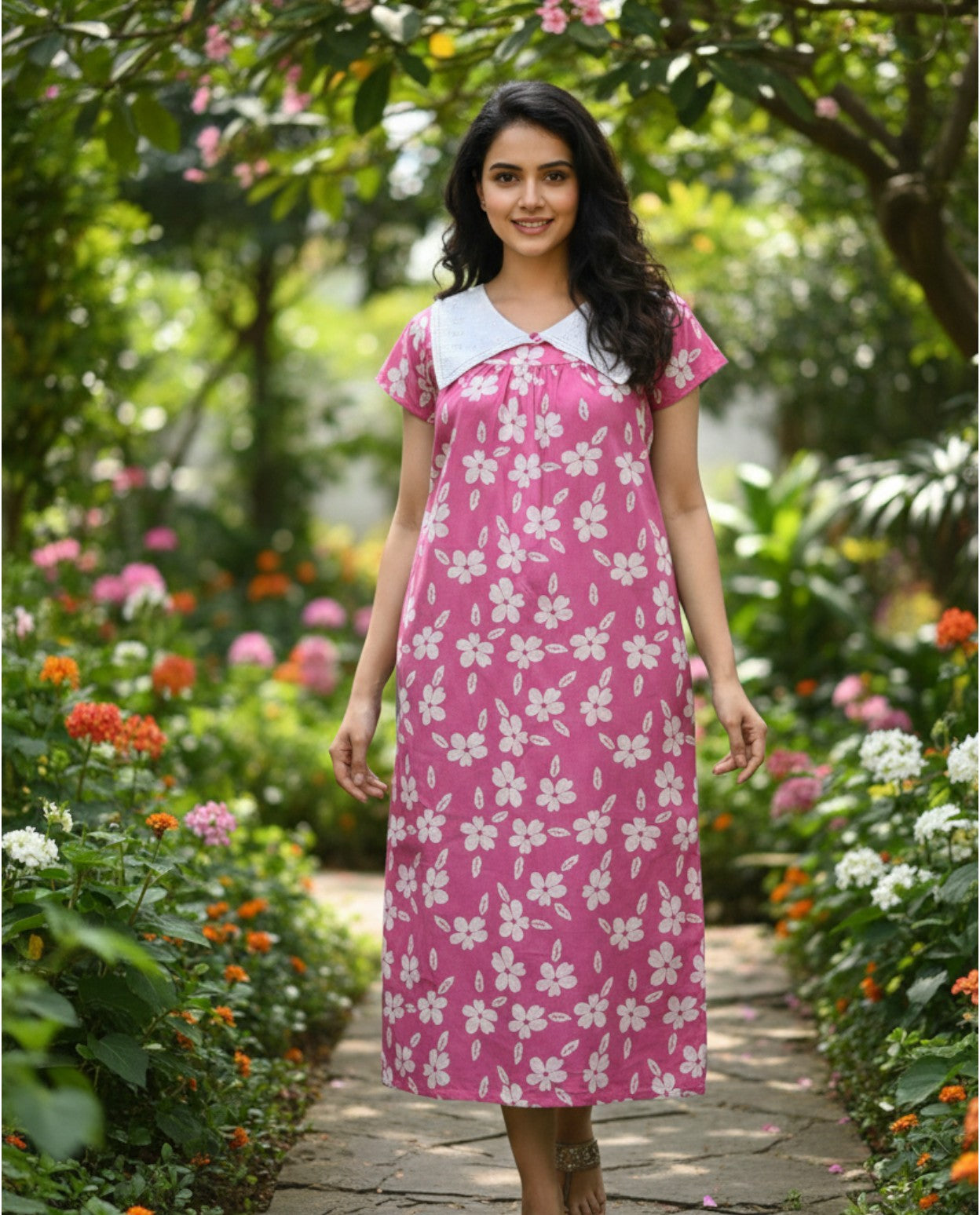 Stylish Bow Collar Frock