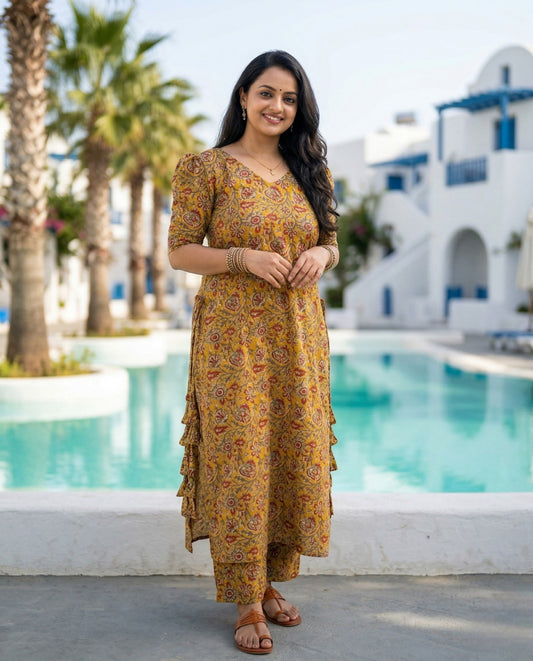 Ethnic Symmetric  Cotton Co-ord sets With Tussles-Pre Book