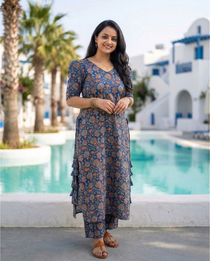 Ethnic Symmetric  Cotton Co-ord sets With Tussles-Pre Book