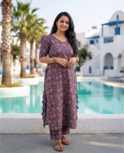 Ethnic Symmetric  Cotton Co-ord sets With Tussles-Pre Book