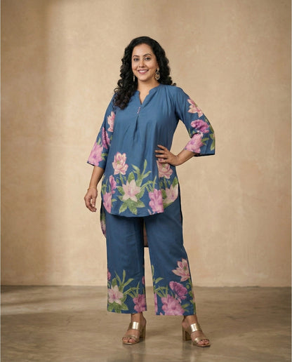 Miss Myrtle Asymmetric Cotton Floral Co-ord sets