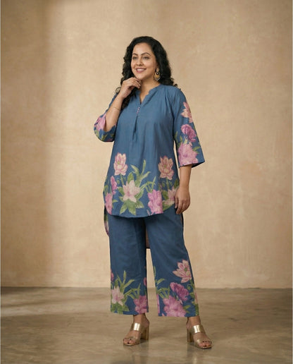 Miss Myrtle Asymmetric Cotton Floral Co-ord sets