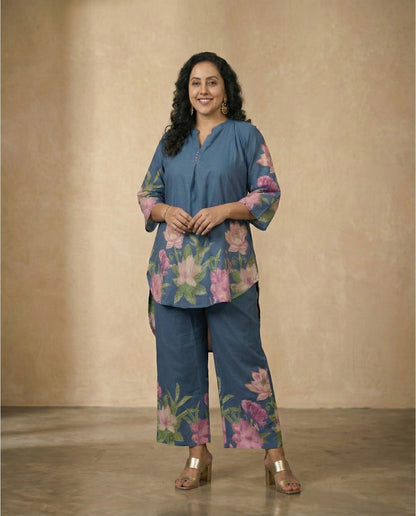 Miss Myrtle Asymmetric Cotton Floral Co-ord sets