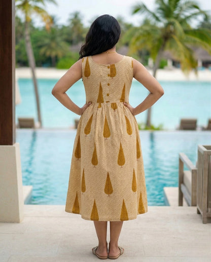 Printed Sleeveless Flared Frock