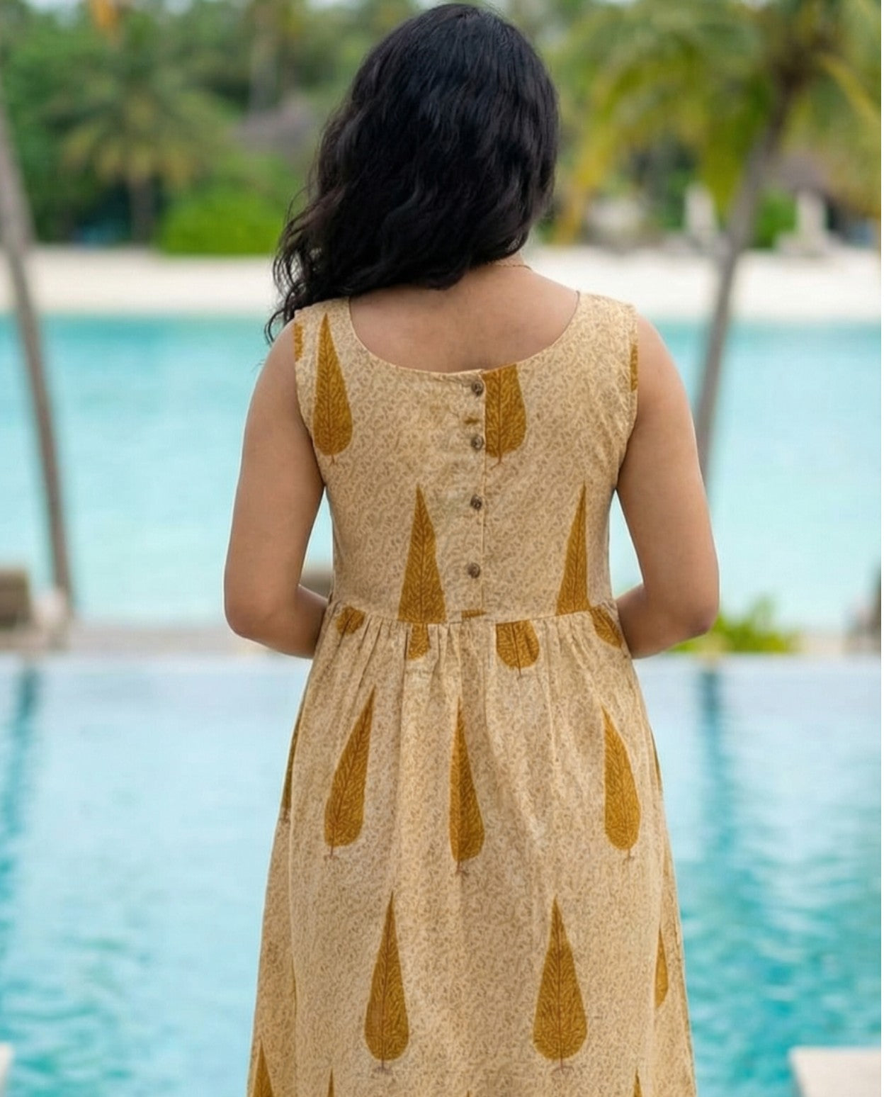 Printed Sleeveless Flared Frock