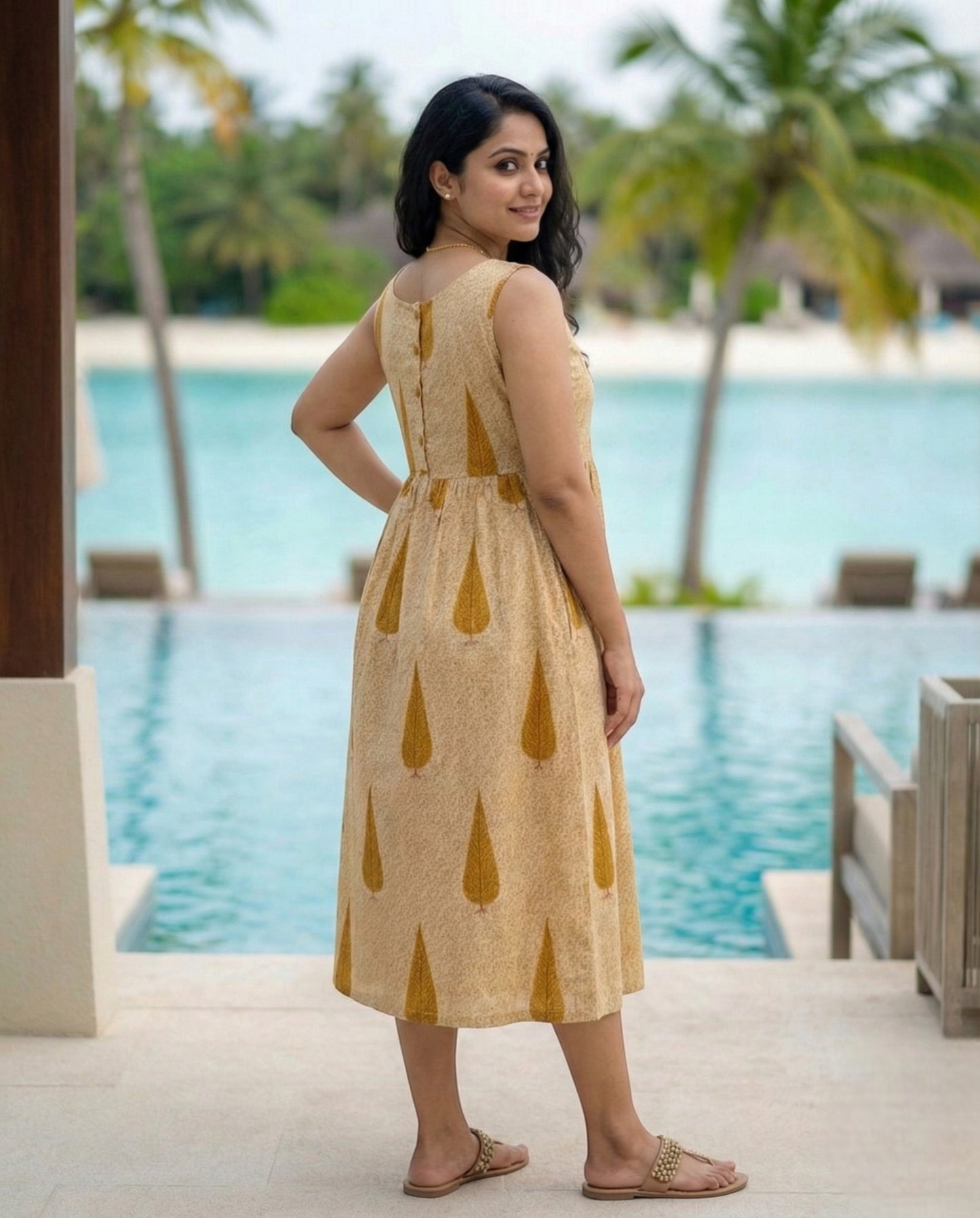 Printed Sleeveless Flared Frock