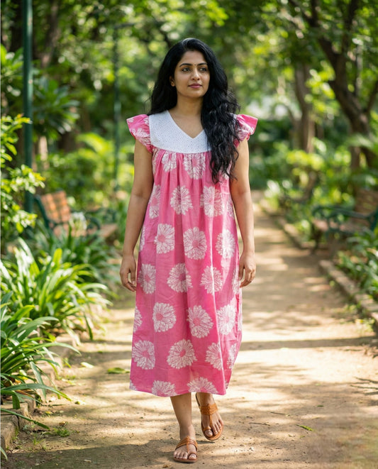 Butterfly Sleeved Floral Frock