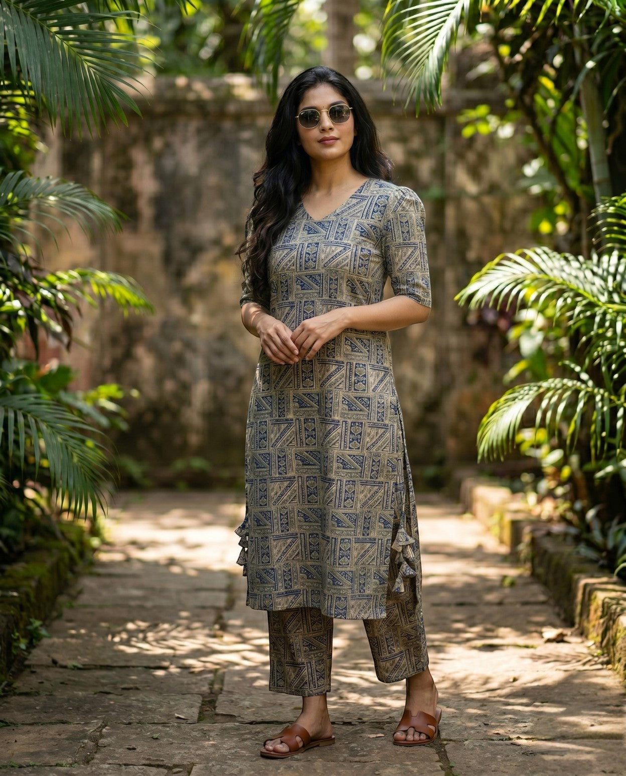 Ethnic Symmetric  Cotton Co-ord sets With Tussles