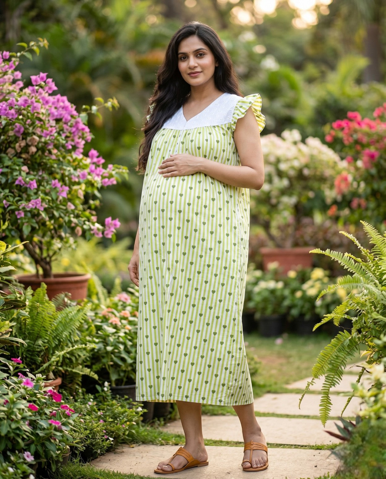 Butterfly Sleeved Frocks with Tie- Maternity cum Feeding
