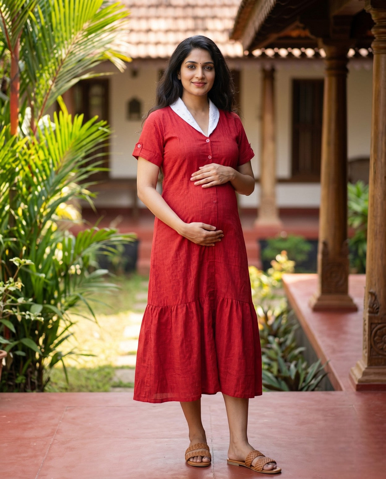 Vibrant Shawl Neck Frocks-Maternity Cum Feeding
