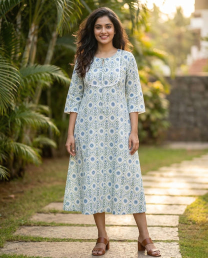 Miss Myrtle Outdoor Long Sleeve Casual Kurthi with Lace detailing