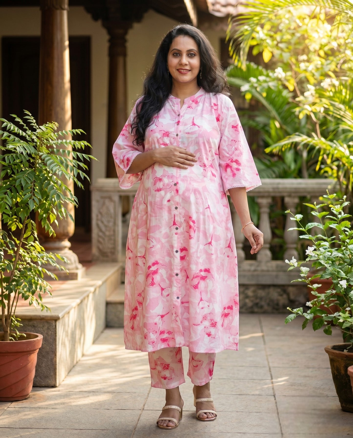 Symmetric  Cotton Co-ord sets With Feeding Support