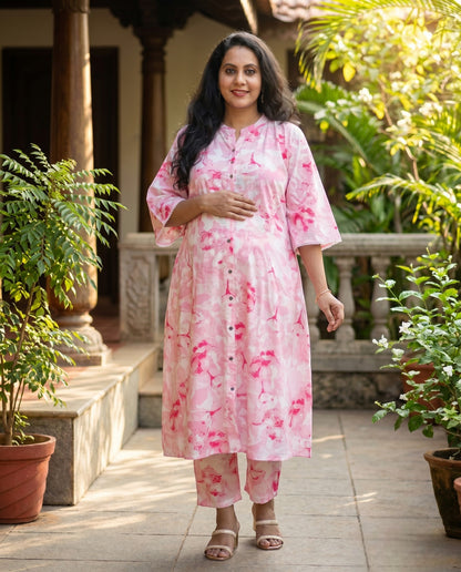 Symmetric  Cotton Co-ord sets With Feeding Support